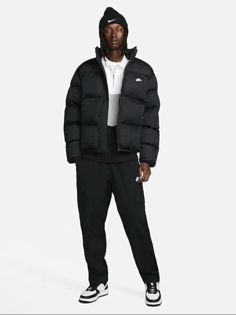 Nike Sportswear Club Puffer Jacket Black & White (FB7368-010) Men's Size 2XL
